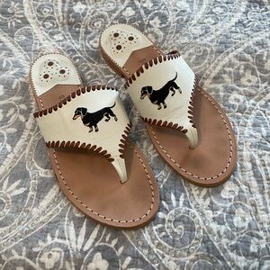 Jack Rogers Dachshund Embroidered Sandal dog lovers size 8 boutique barely worn